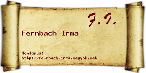 Fernbach Irma névjegykártya